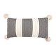 preview thumbnail 1 of 4, Cotton and Chenille Woven Striped Pillow with Tassels Black Lumbar