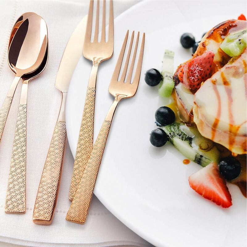 Argent Orfèvres™ Rose - 20 Piece Flatware Set, Service for 4, 18/10, 24kt