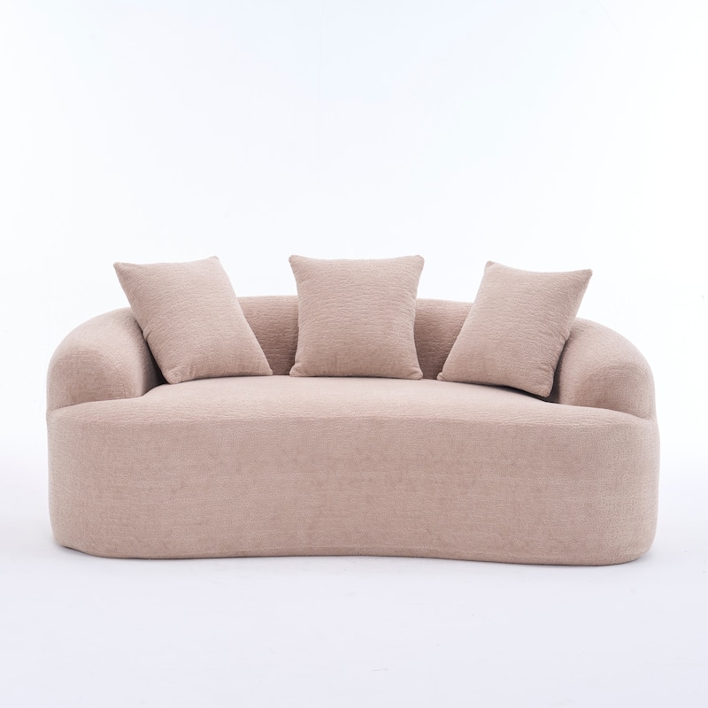 Characteristic Loveseat Sofa Couch with 3 Decorative Pillows, Curved 2-Seater Sofa Couch for Apartments