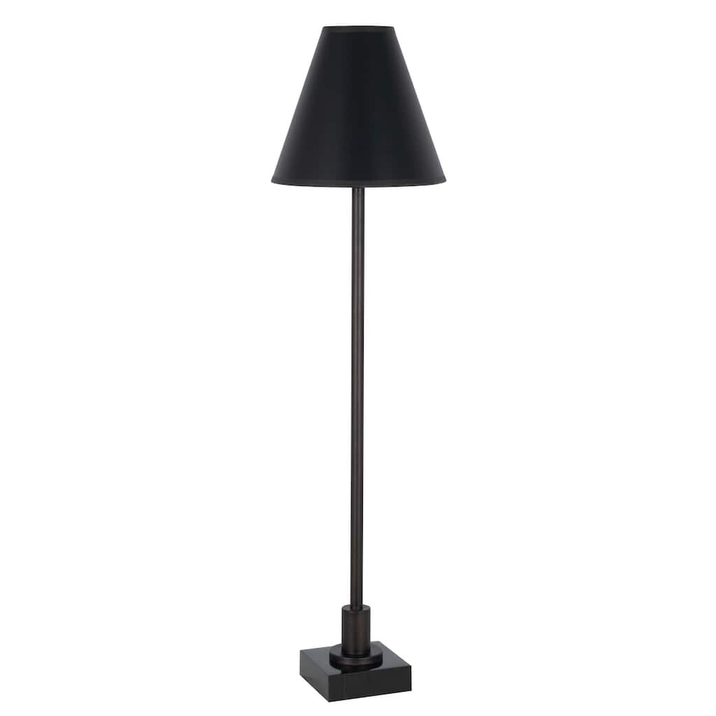 Iron 37" Buffet Lamp with Linen Shade, Bronze/Black (Set of 2)