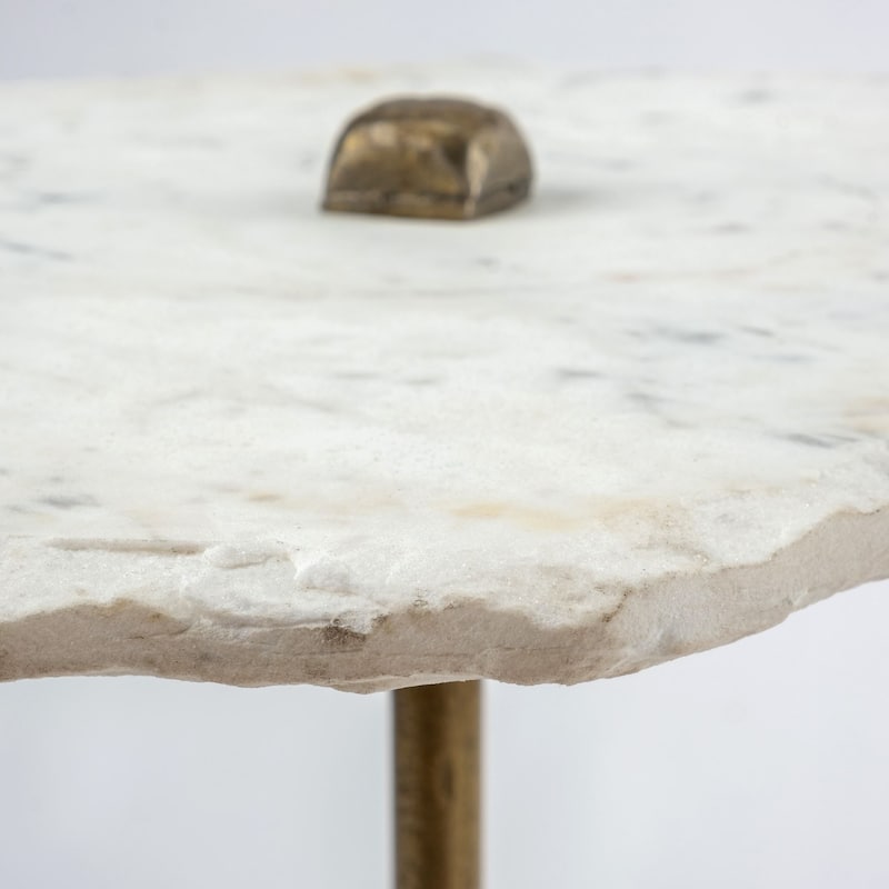 HomeRoots 23" Gold And White Marble End Table - 19' X '23' X '19