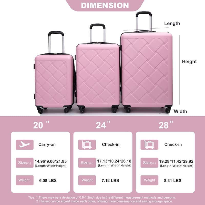Hardshell Suitcase with Spinner Wheels ABS Luggage Sets 8-Piece Set (20/24/28+portable handbag + 4 pieces storage bag set)