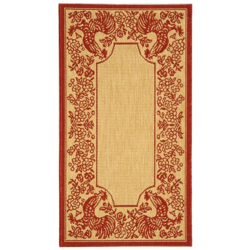 SAFAVIEH Courtyard Terry Indoor/ Outdoor Waterproof Patio Backyard Rug - 2' x 3'7" - Natural/Red