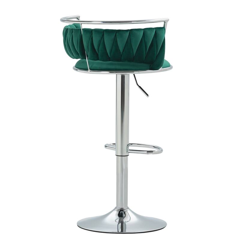 4 Set Velvet Adjustable Swivel Bar Stools With Backs
