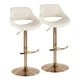 preview thumbnail 10 of 144, Silver Orchid Svellingen Adjustable Bar Stool with Rounded T Footrest - Set of 2 Cream Noise Fabric/Gold Metal