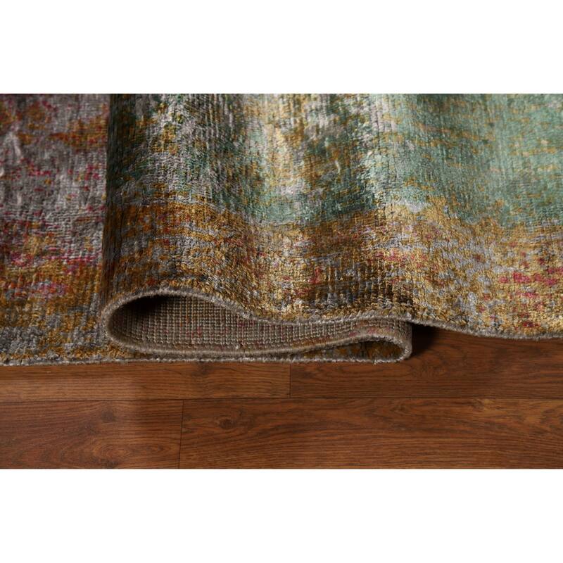 Colorful Abstract Modern Area Rug Hand-Knotted Wool Carpet - 6'7" x 9'5"