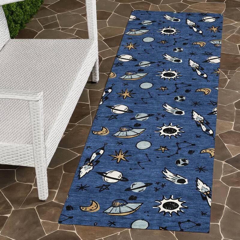 Machine Washable Indoor/ Outdoor Spaceship Chantille Rug - Baltic - 2'3" x 7'6"
