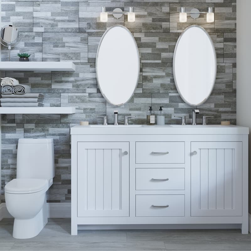 Chamiree 60" Double-Sink Vanity With 2 Cabinets, 3 Drawers, and White Sink Top