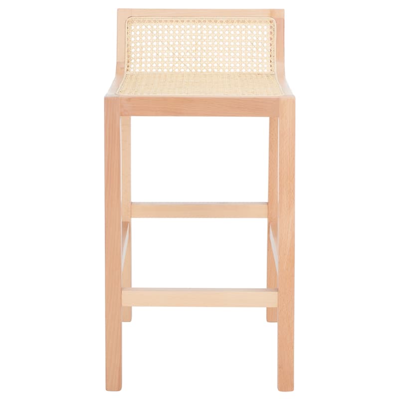 SAFAVIEH Carry Low Back Cane Counter Stool - 16" W x 19" D x 31" H - 16Wx19Dx31H