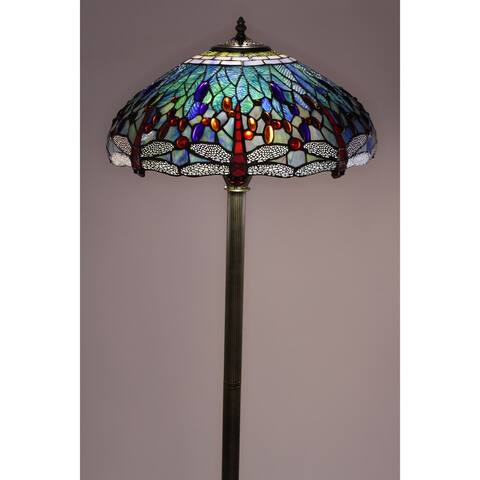 Copper Grove Simeonov Tiffany-style Blue Dragonfly Floor Lamp