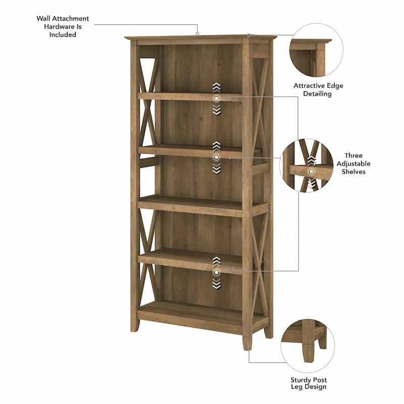 Key West 48W Writing Desk with Cabinet and Bookcase by Bush Furniture