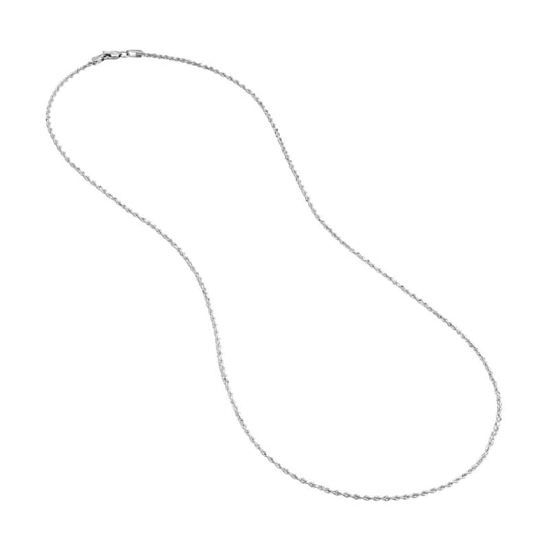 Curata 10k White Gold 1.8mm Diamond Cut Rope Chain Necklace (Lobster)