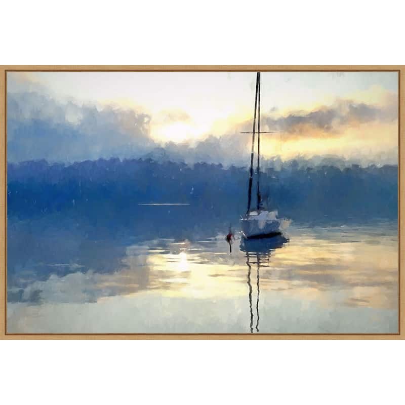 Boat At Dusk by Kim Curinga (41 x 28 in.), Framed Canvas Wall Art Print