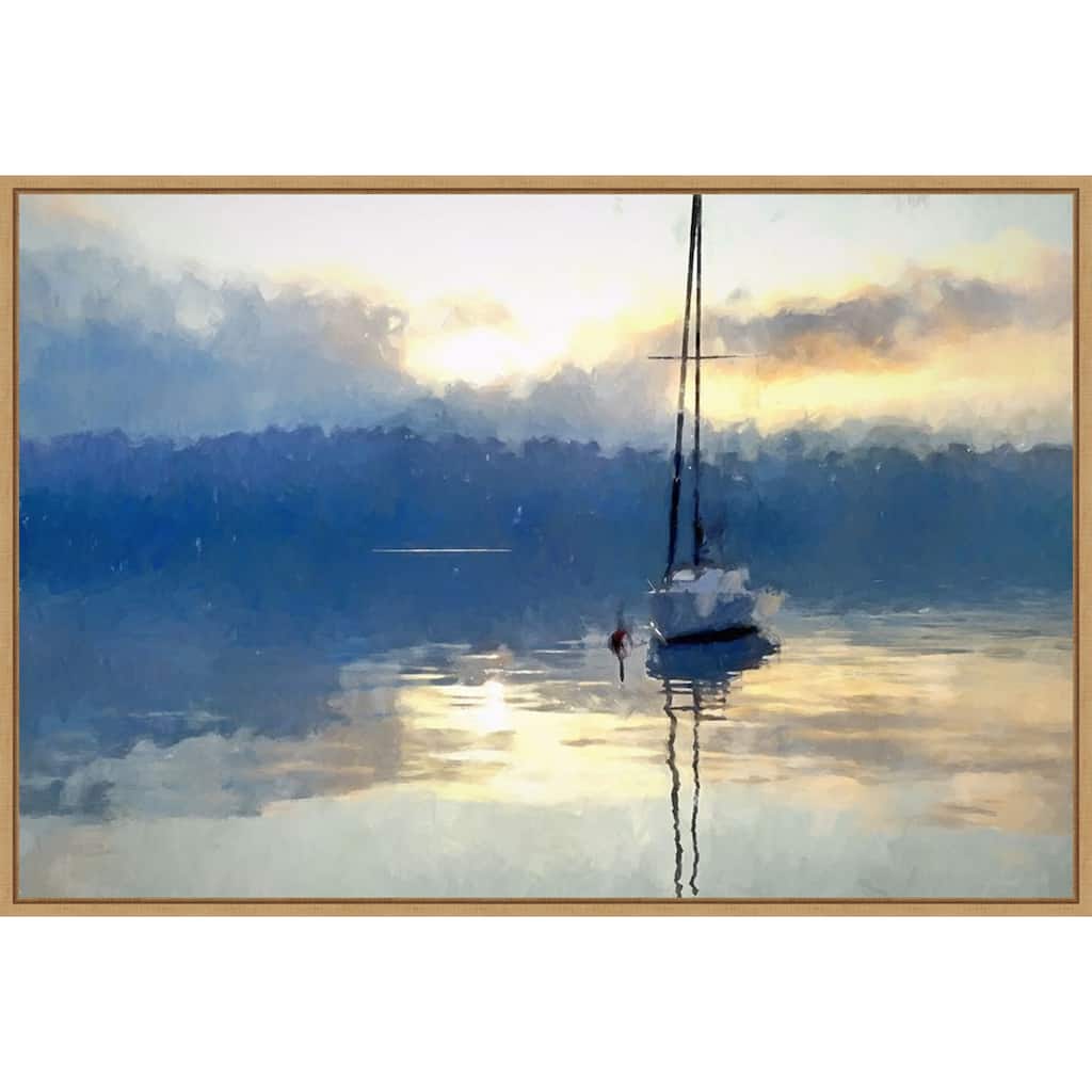 Boat At Dusk by Kim Curinga (41 x 28 in.), Framed Canvas Wall Art Print