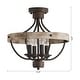 preview thumbnail 6 of 11, 15.4" Rusted Bronze Rustic Wood 4 Light Dimmable Semi Flush Mount Ceiling Light - 15.4 in. D x 15.4 in. W x 14.6 in. H