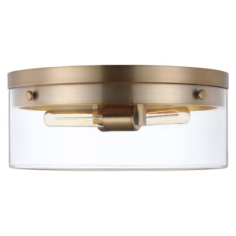 Intersection - Small Flush Mount Fixture - Burnished Brass with Clear Glass