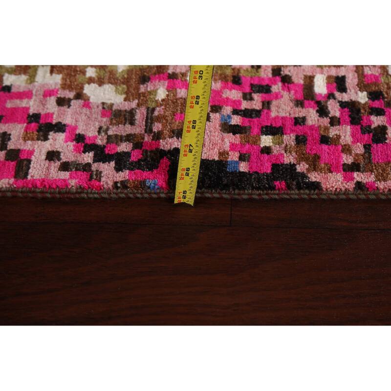 Wool/ Silk Artistic Modern Abstract Oriental Runner Rug Hand-knotted - 2'8" x 10'0"