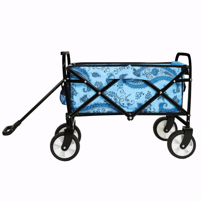 Minimeetall Colorful Collapsible Wagon Cart with Strapping System - Beach Wagon, Utility Cart