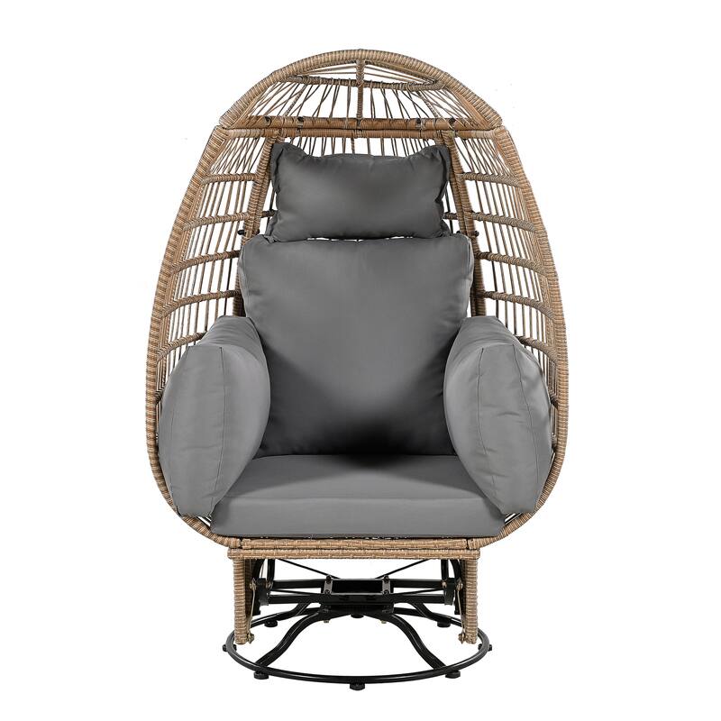 Outdoor Rattan Swivel Egg Chair with Rocking Function