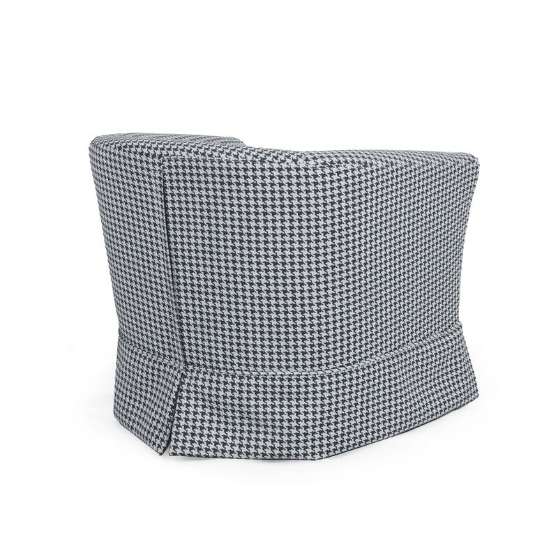 Roomfitters Houndstooth Swivel Barrel Accent Chair with Skirted Base, Upholstered Armchair for Living Room or Office