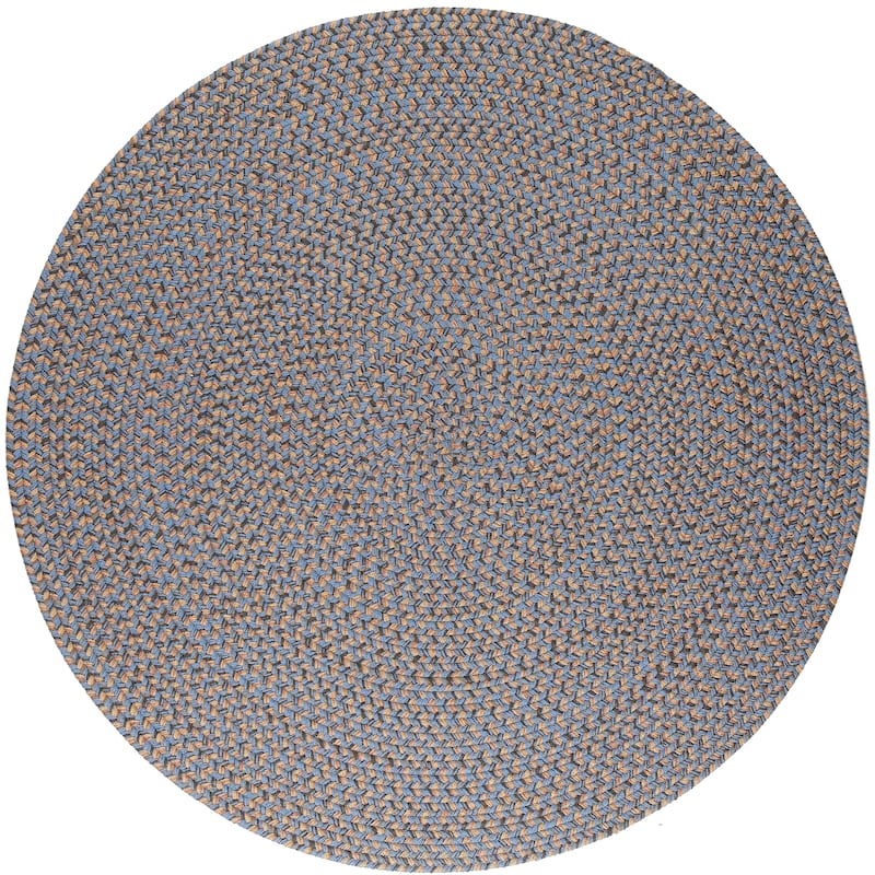 Rhody Rug Lexington Tweed Indoor/Outdoor Braided Rug - 4' Round - Denim Blue