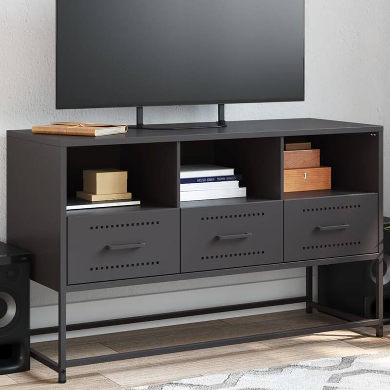 vidaXL TV Stand Entertainment Center Media Unit Living Room Furniture Steel - 15.4 x 39.6 x 23.8