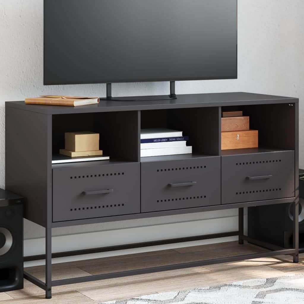 vidaXL TV Stand Entertainment Center Media Unit Living Room Furniture Steel - 15.4 x 39.6 x 23.8