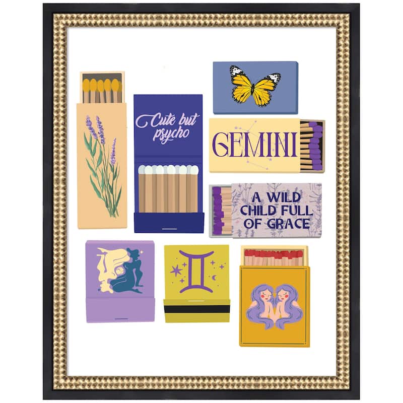 Kate and Laurel Gemini Matchbooks 14x18 FC by Megan Ryan Framed Wall Art Print - 16x20