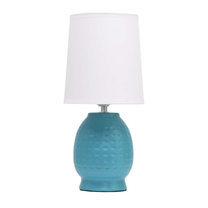 Ceramic Table Lamp with Fabric Shade for Small Spaces - 6 x 6 x 13 in. (L x W x H) - Teal