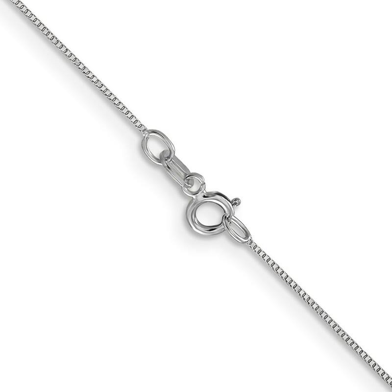 Curata 14k White Gold Solid 0.5mm Baby Box Chain Necklace Options: 16 18 20 24