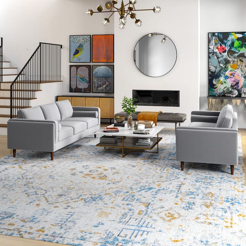 Fatih Mid Century Velvet Sofa Set