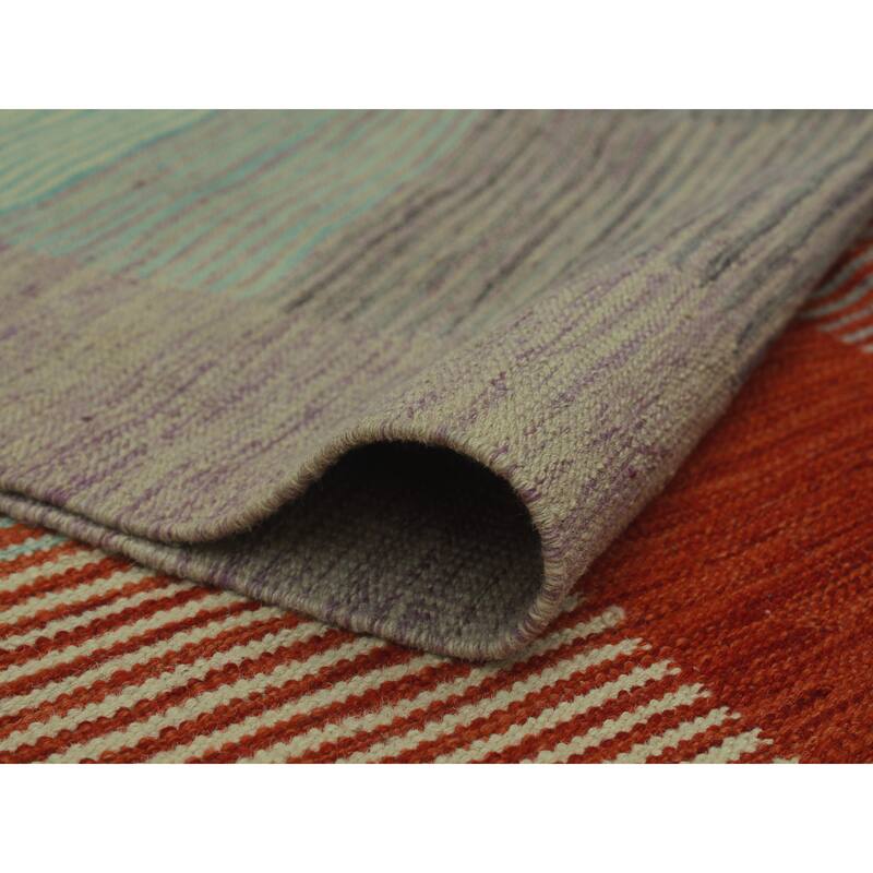 Hand-Woven Winchester Kilim Bennet Rust/Green Rug - 9'8" x 14'1"