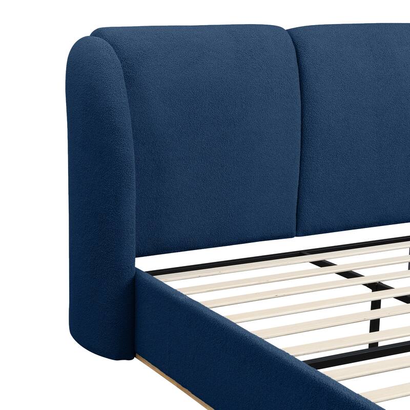 Christopher Knight Home - Valerian Boucle Upholstered Platform Bed with Double-Pillow Headboard