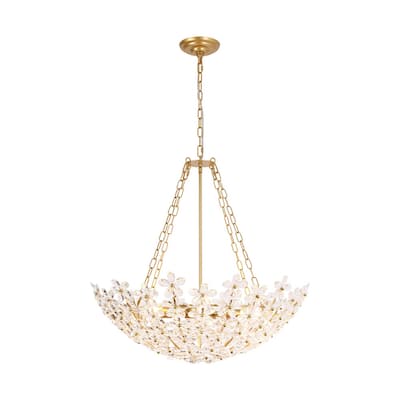 Glam Luxury Sculptural Faceted Crystal Flower Vine Chandelier 28.7in