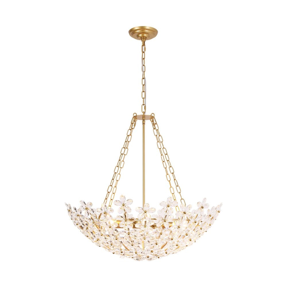 Glam Luxury Sculptural Faceted Crystal Flower Vine Chandelier 28.7in