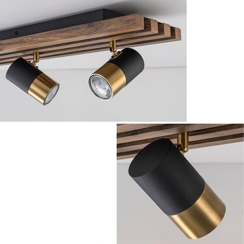 Modern Farmhouse 5-Light Flush Mount Ceiling Fixture Track Lighting with Rotating Head - Black