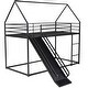 preview thumbnail 9 of 26, Twin over Twin House Bunk Bed with Slide and Convertible Ladder, Metal Frame, Guardrails for Safety, Easy Assembly, Black