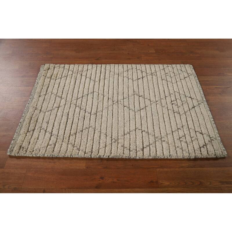 Moroccan Indian Accent Rug Handmade Geometric Wool Carpet - 2'0"x 3'0"