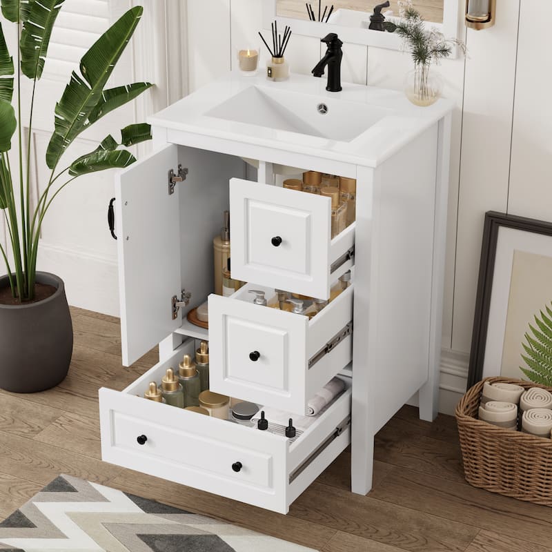 Christopher Knight Home - Luxford 24" Bathroom Vanity with Sink with 3 Soft-closing Drawers