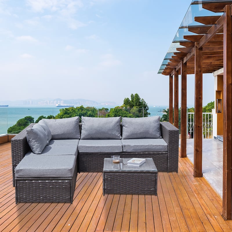 Wicker/Rattan 5 - Person Seating Group with Cushions