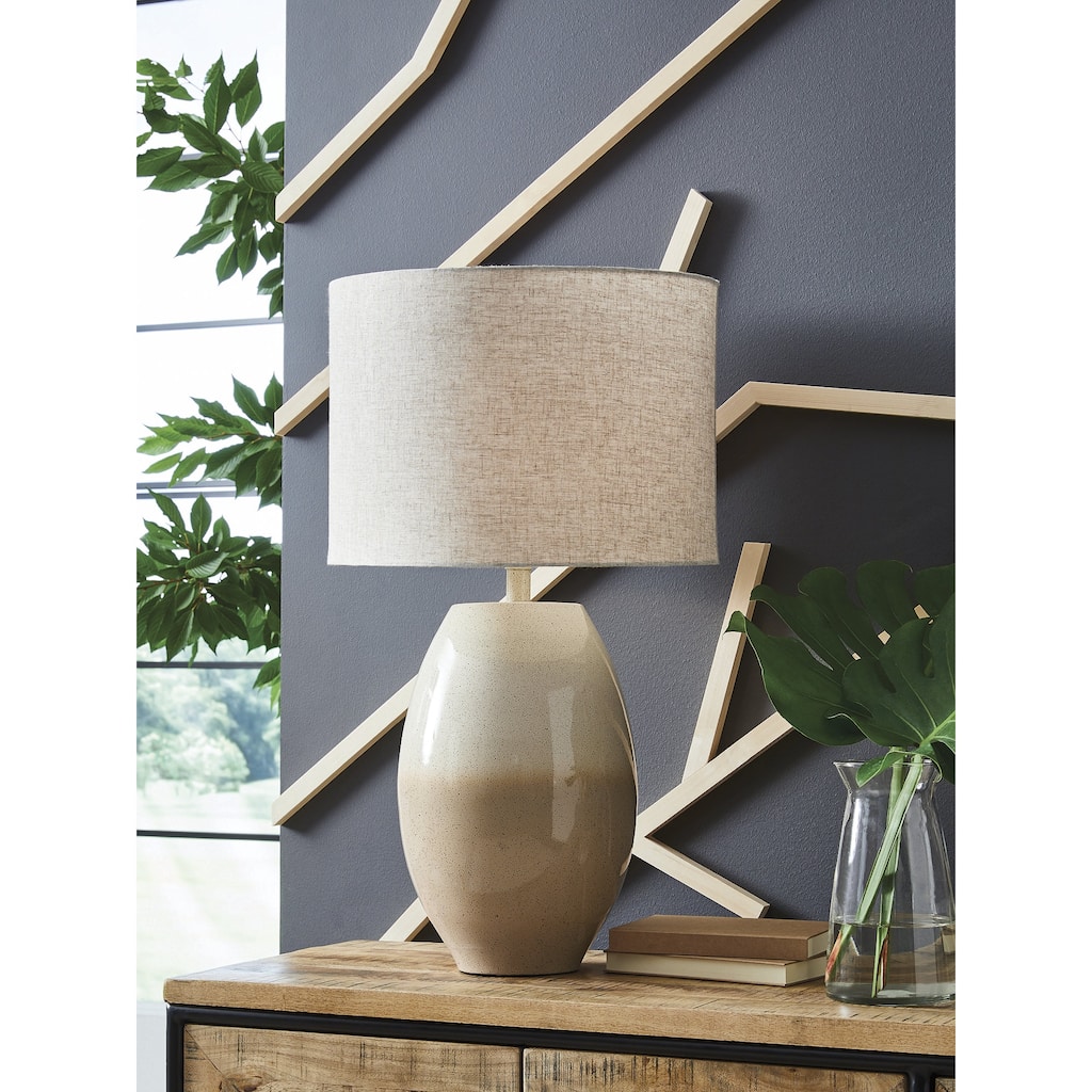 Signature Design by Ashley Linas Beige/Cream Table Lamp - 16" W x 16" D x 28" H