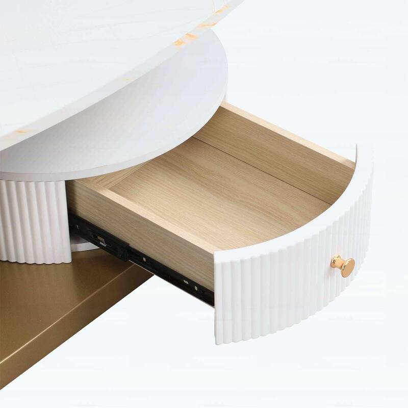Nesting Coffee Table Set of 2,Elegant and Functional with Storage for Modern Living Rooms,Oval and Round Design