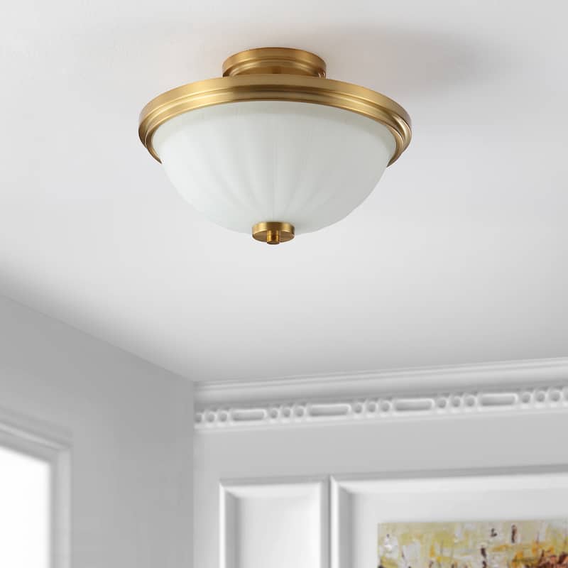 SAFAVIEH Lighting Heledd Flush Mount - 13" W x 13" D x 9" H - Gold Base - 13Wx13Dx9H