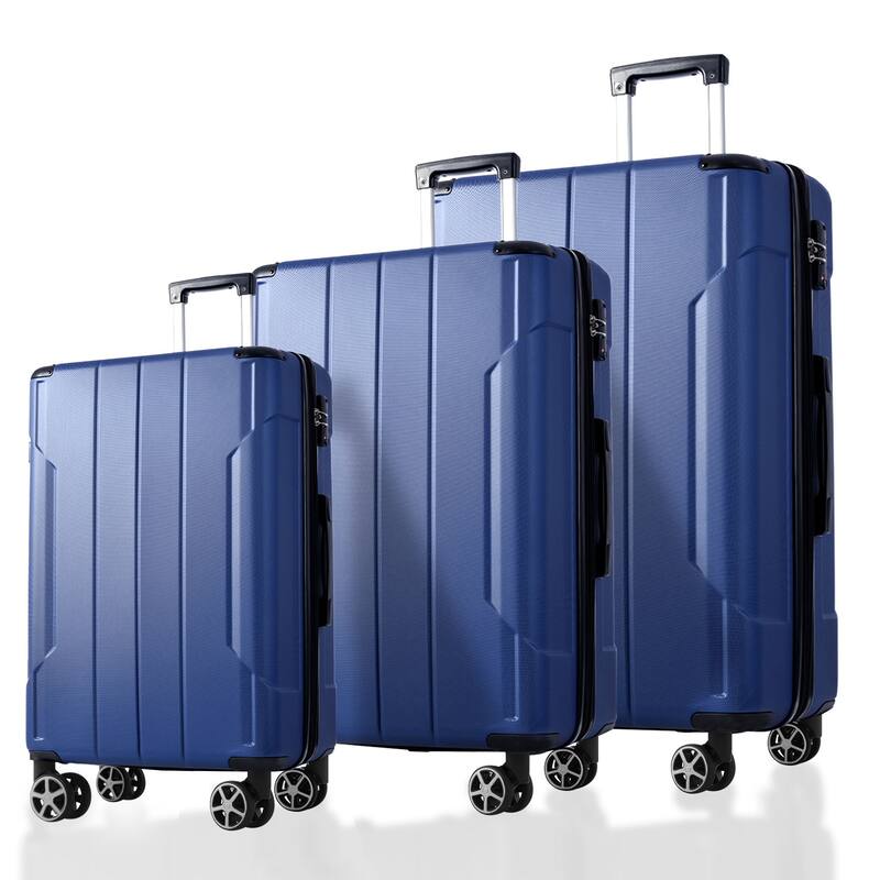 Luggage Sets 3 Piece, Expandable Hard shell ABS Suitcases with Double Spinner and TSA Lock, Suitable for Both Men and Women - Blue