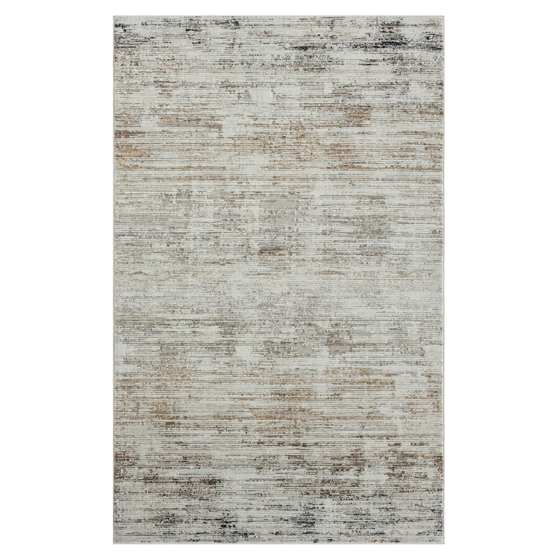 Bailey Transitional Striped Gray/Beige Performance Indoor Area Rug by Sevita