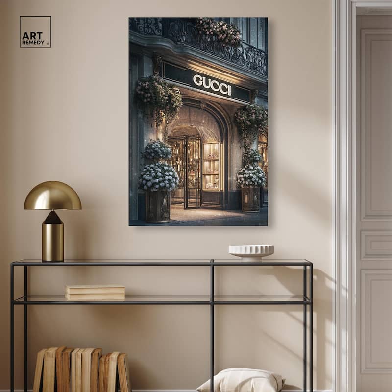 Illuminated Luxury Store Canvas by Art Remedy, Gallery Wrapped