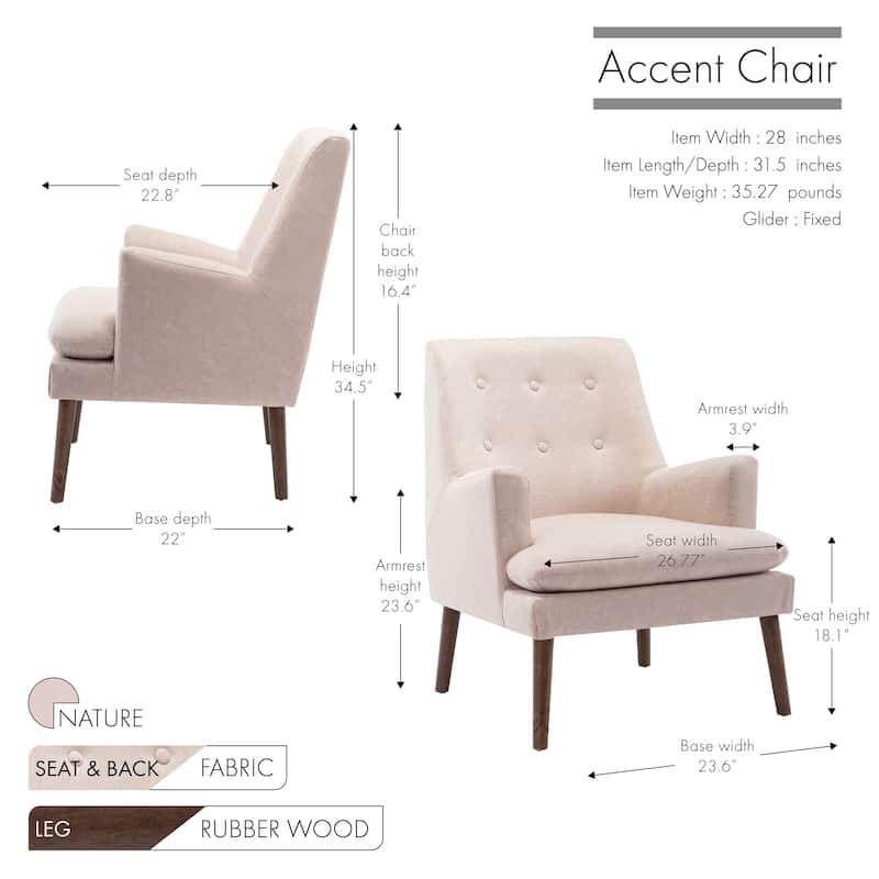 Porthos Home Gaelen Tufted Rubberwood Accent Chair