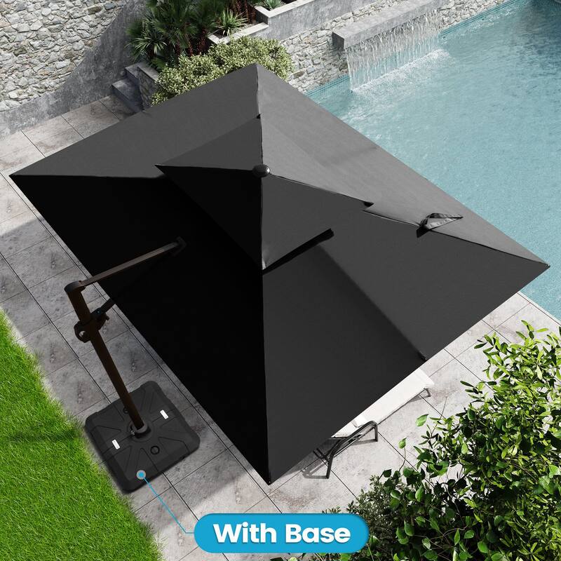 10.5 ft. x 9 ft. 360-Degree Rotation Cantilever Patio Umbrella with Base Stand