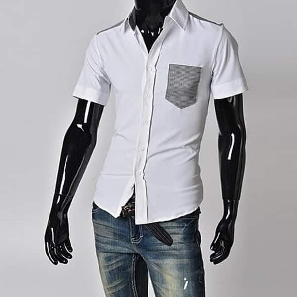 Shop Stylish Fashion Mens Shirts Plaid Pocket Designer Slim Fit