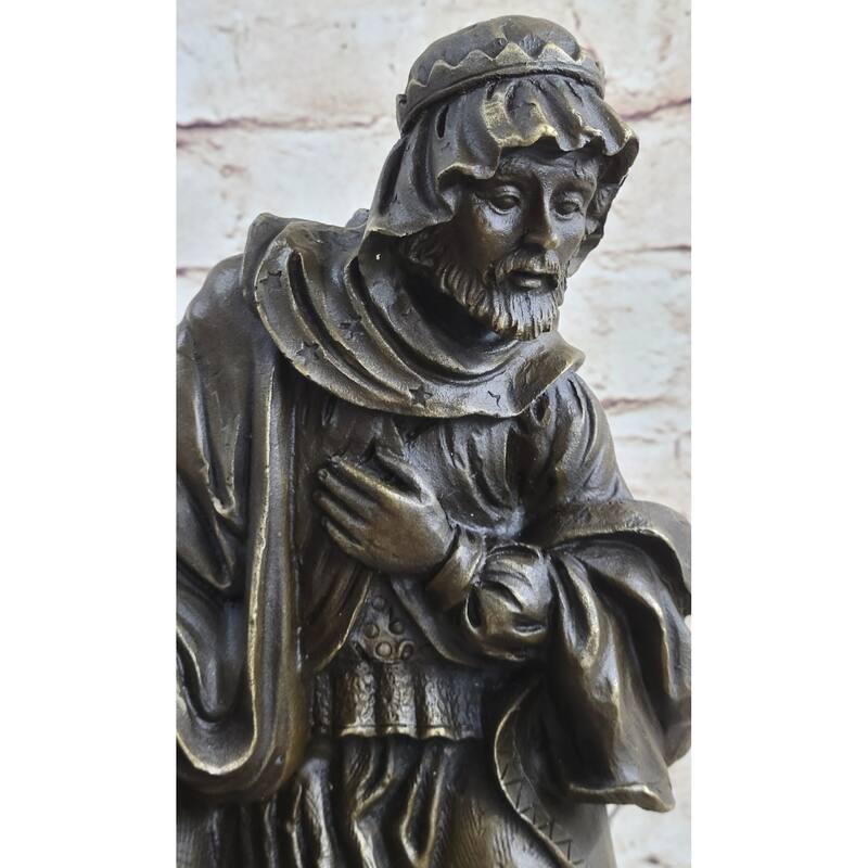 Wise Man Christmas Traveler Nativity Christianity Bronze Statue Sculpture 14 Inches X 6 Inches